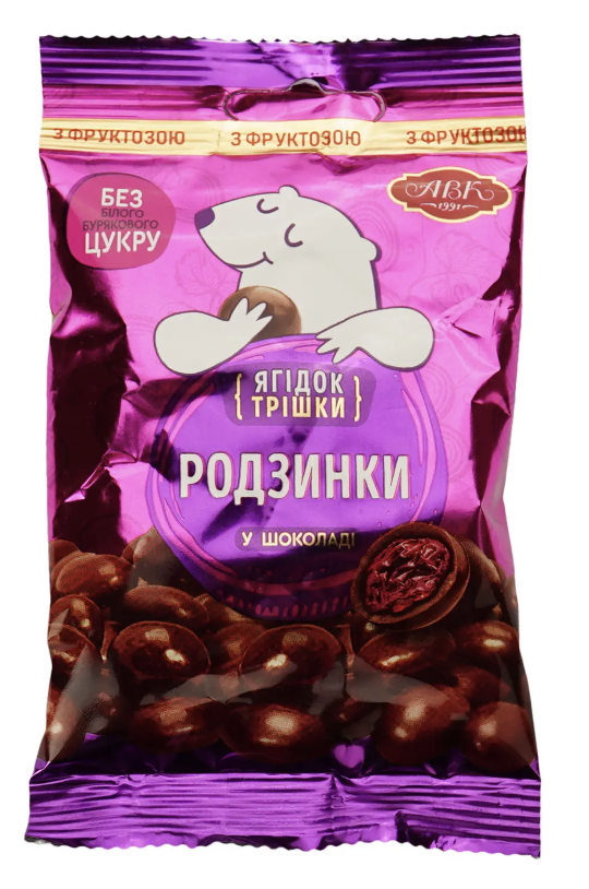 Драже АВК Родзинки шоколад фруктоза75г